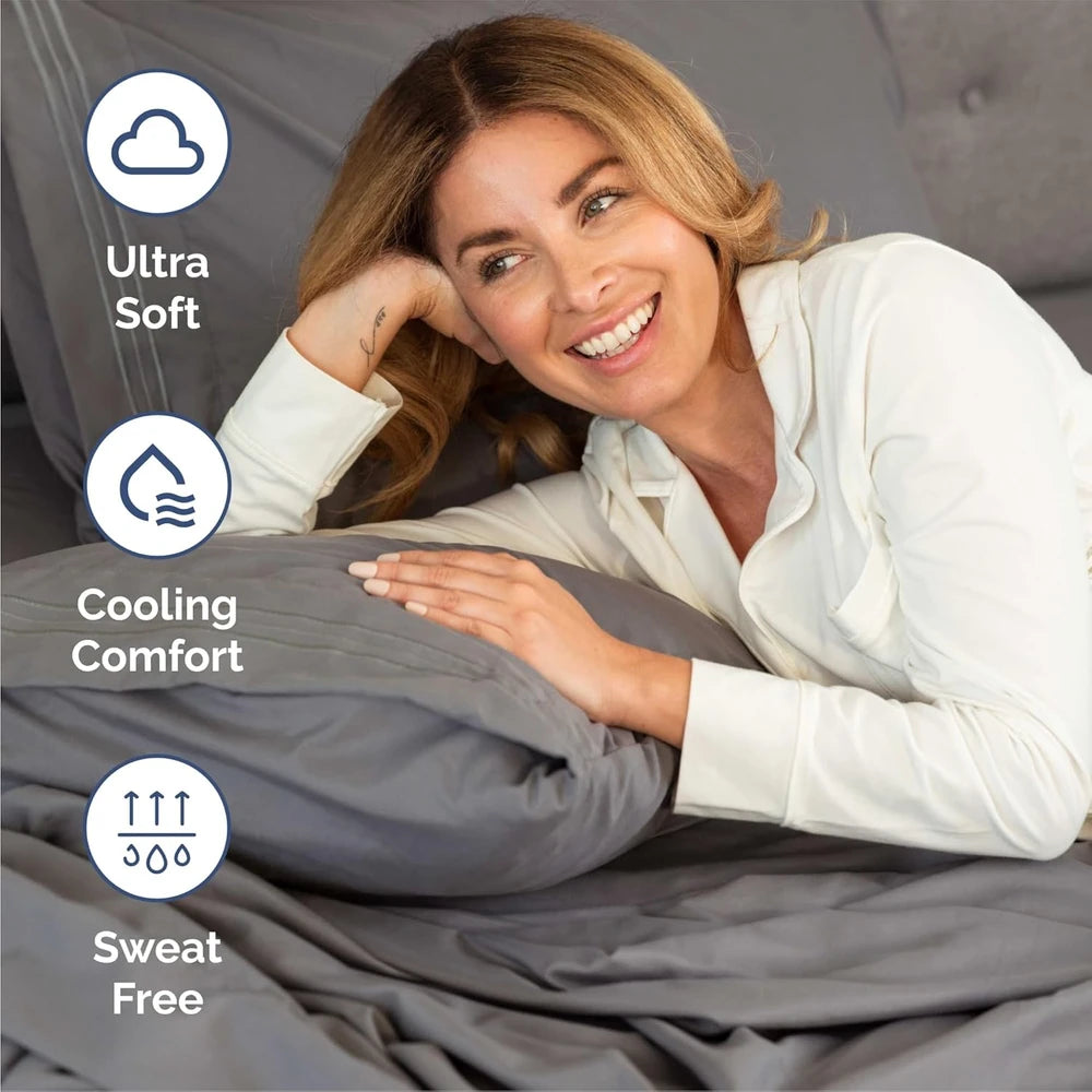 Dark Grey Cooling Queen Sheet Set